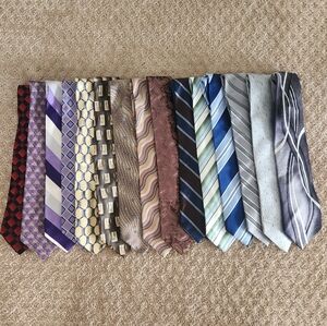 LOT of 18 Men's Ties, various designers, fabrics, and colors